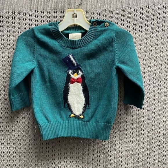 Boys first impressions green penguin sweater - Picture 1 of 3